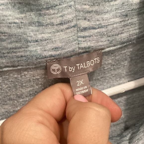 T by Talbots Women Pullover Sweatshirt Plus Size 2X Light Blue Athleisure Casual - Picture 2 of 8